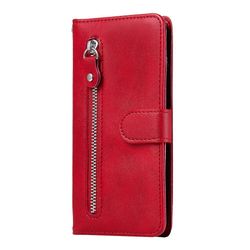 Foxdock Wallet sag for Realme C25 / Realme C25s, premium Pu Læder Magnetisk Lukning Kort Slots Kickstand Lynlås Pocket Soft Tpu Flip Cover - Rød