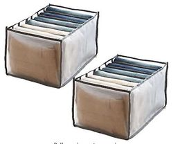 Gangxun Garderobe tøj Organizer, 2pcs foldbare vaskbare skuffe opbevaringskasser med 7 rum, høj kapacitet Grids closet dividers til undertøj, sokke...