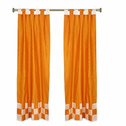 Indian Selections 2 Eklektisk Orange Indiske Check Sari Gardiner Tab Top gardiner 36 X 120 Inches (91 X 304 Cms)