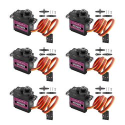 MG90S mikrotyyppinen servomoottorisarja 6 kpl MG90S-servometallivaihteisto mikrotyyppinen servo RC-helikopteriin/autoon As Shown