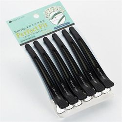 6pcs Hair Clips Pro Salon Frisør klemmer Klip Gummi Hår sektionsopdelning Clip Hairpin Styling Tilbehør Sort
