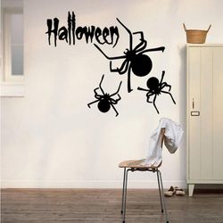 Happy Halloween Spider Wall Mærkater Vinduesklistermærker Halloween Dekorationer Til Børneværelser Børnehave Halloween Party, 22,4 x 14,1 tommer