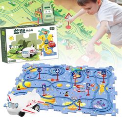 Shinestar Barn Pedagogisk Puzzle Track Car Play Set - DIY puslespill spor med kjøretøy, puslespill spor Plass
