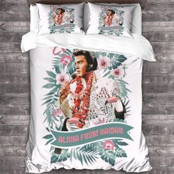 Elvis Presley pussilakanasetti laulaja painettu vuodevaatteet setti Rock 'n' roll lohduttaja tyynypehmusteilla mikrokuitupeitto vetoketju 3 kpl kak...