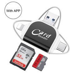2024 UUSI, Multi-Port 4 in1 Universal SD TF -kortinlukija, USB C SD TF -muistikortinlukija musta