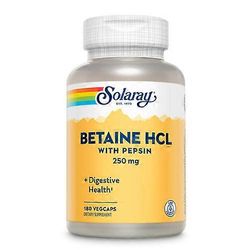 Solaray HCL Pepsiinillä, 250 mg, 180 kapselia (1 kpl pakkaus)