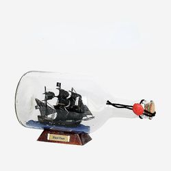Bimirth Pitkä suu musta helmi (22cm) Musta helmi merirosvot Karibialta Pullo Laiva Lasi Drift Bottle Wishing Bottle Creative Craft Gift