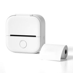 Mini Pocket Printer Bærbar Bluetooth-kompatibel termisk skriver Blekkfri klistremerkeskriver Hvit