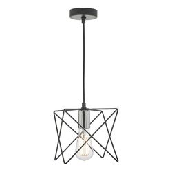 Dar Lighting Midi Wire Frame Vedhæng Lys Sort og Poleret Krom, 1x E27
