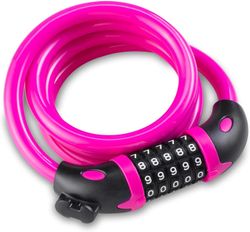 Mikasa Cykellås med 5-cifret kode 1,2 m/4 ft cykelkabellås (grøn) Pink