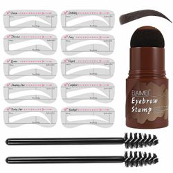 3stk Perfekt Brows Stencil & Frimærkesæt Med 2 børster Et trin Langvarig Formgivningssæt mørk brun