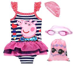 Sommer Beach Piger Badedragt med Swimming Cap 100-110cm