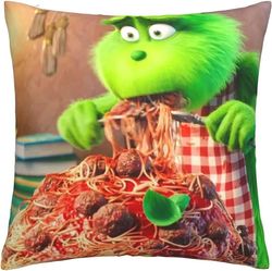 Grinch myk pute dekker 45 x 45 cm firkantede putevar komfortable dekorative putevar Luksus putetrekk for sofa soverom med Invis