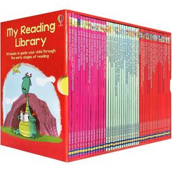 50 bøger / sæt Usborne Min anden læsning Bibliotek Box Set Lær engelsk Farvelægning Historie Bøger til børn Børn Pædagogisk legetøj