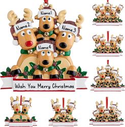 2024, personlig julepynt Familie på 2,3,4,5,6,7,8 Custom Name Deer Xmas Ornament med tekst, tilpassede rensdyr juledekorationsgaver