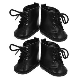 2 paria nukkeja saappaat nuket kengät 18 tuuman tyttö nukke mekko saappaat tarvikkeet PU nahkakengät nuket muotijalkineet nukkekoti nukkeja Musta 7...