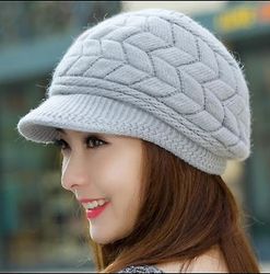 Langytx Kvinder Vinter Varm Strik Hat Uld Sne Ski Caps med visir Farve 4 ONE SIZE