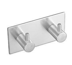 Coosilo Robe Hook væg håndklæde badeværelse rustfrit stål Coat Rustproof Bøjle sort 2 Hooks