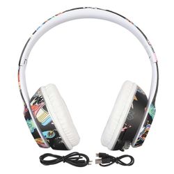 Graffiti Bluetooth-kuulokkeet HiFi-stereo Sisäänrakennettu mikrofoni Muistikortti Langattomat kuulokkeet RGB-valolla Tietokoneelle