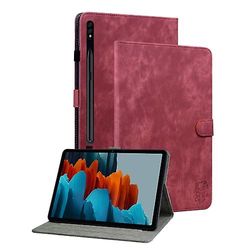 Til Samsung Galaxy Tab S9 Tiger Mønster Flip Læder Tablet Taske Rød