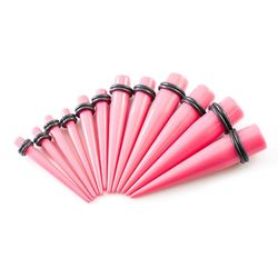 BodyJewelryOnine Akryl konus kit 12stk fra 6 ga gennem 7/16 tommer perfekt til at strække dine ører Pink