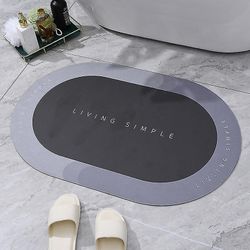 Super absorberende bademåtte Hurtig tørring Badeværelse Tæppe Skridsikker Indgang Doormat Nappa Hud Gulvmåtter Toilet Carpet Home Decor 01 Blå 40x60cm