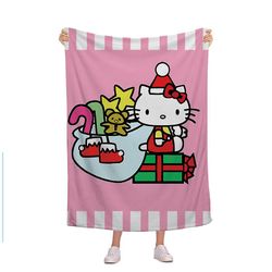 Christmas Sanrio Trykt tæppe Sød Kitty Cat Flannel Tæppe 2 Stil 4 75*100cm