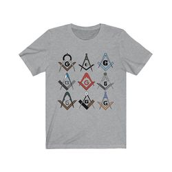 Bricks Masons Firkantet og kompas symboler frimurerisk t-shirt Athletic Lyng S