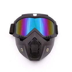 Handuo Motorcykel hjelm ridning goggle glas med aftagelig ansigtsmaske Lilla