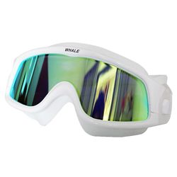 Big Frame spejlet / klar linse Komfortable silikone badetøj Vandtæt Anti-tåge Linse Mænd Kvinder Swimming Beskyttelsesbriller Swim Briller CF-sort