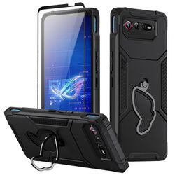 Asus ROG Phone 6 5G / ROG Phone 7 5G PC + TPU puhelinkotelo liukumaton jalusta puhelimen kansi - musta