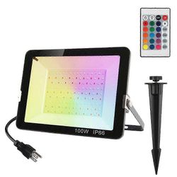 100w ulkona Rgb-väriä vaihtava led-valonheitin erittäin kirkkaalla turvavalaistuksella, kytke monivärinen himmennettävä maisemavalonheitin CN