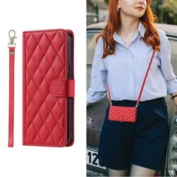 Kompatibel med Samsung Galaxy S10 Plus Fodral Crossbody Snodd med Kreditkortsplatser Stativskydd för Samsung Galaxy S10 Plus Röd