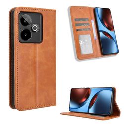 Yhteensopiva Realme GT7 5G (Kiina) / Realme GT 7 5G nahkakotelo lompakkoteline retro tekstuuri puhelimen kansi Ruskea