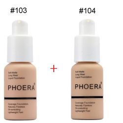 Phoera 2stk / sett Liquid Coverage Foundation Facial Base Cream Brighten Moisturizer Mineral Full 103-104