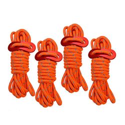 4stk Guy Rope reflekterende snorlinjer med løbere Orange 4mm x 6.5ft