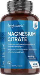 WeightWorld Vahva magnesium 1480 mg - 240 vegaanista sitraattikapselia (4 kuukautta) - 440 mg alkuainetta