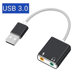 Ekstern 7.1 USB-lydkortstik 3.5 mm USB-lydadapter Øretelefon Micphone Sound Card til Macbook Computer Laptop Pc Blcak