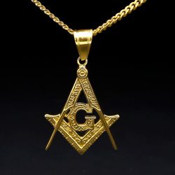 Bricks Masons Kompas og firkantet g halskæde [guld]