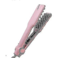 Volumizing Hair Iron Straightener Keraaminen Hair Crimper Pörröinen Hiusten kiharrin Vaaleanpunainen UK Plug