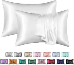 2 kpl 100 % Mulberry Silk -tyynyliinat - 19 Momme High Thread Count for Hair & Ihonhoito Queen Size Valkoinen 20 X 30
