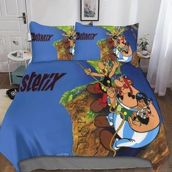 Kerota Asterix vuodevaatteet pussilakana sänky söpö anime pussilakana/tyynyliinat/lakana 3D-mikrokuituliina vetoketjusulkimella 3 kpl aikuisille la...