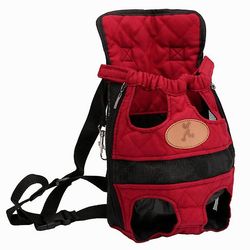 Pet Hund Cat Bag Bag Lille Hund Skuldertaske Udendørs Travel Front Mesh Bæretaske rød L