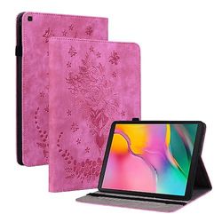 Til Samsung Galaxy Tab A 10.1 2019 T510 Butterfly Rose præget læder tablet taske Rose rød