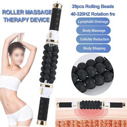 2024 Roterende Body Roller Fitness Massager Anti-cellulite slankemaskine 7D rullende perler cylinderterapi kropskontureringsmaskine Sølv EU-stik