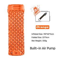 Udendørs sovepude Camping oppustelig madras med puder Orange