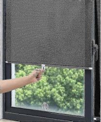 Imukuppi rullaverho Porausta ei tarvita Parveke-ikkuna Kannettava aurinkovarjo Yksityisyysnäyttö, läpinäkyvät tarrat mukana (musta verkkopiste 1 pa...