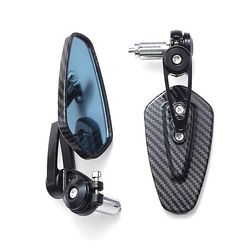 Motor Vehicle Mirrors Qx 2stk / sett Motorsykkel Aluminium Bar End Side Rearview Mirror Carbon Fiber Universal Motorbike Bike Styre Bakspeil Black