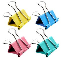 Yunshu Binder Clips Metal Foldback Clips Diverse farver Klemmer Papir Clips 24*41mm