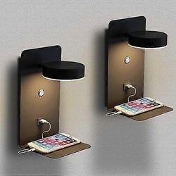 2 kpl LED-applikaatio murale Intrieure avec interrupteur et interface USB, 12W applique de chevet tricolore himmennettävä lamppu de luento seinämaa...